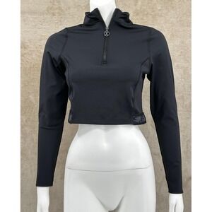 Savage X Fenty Black Long-Sleeve Crop Zip Top